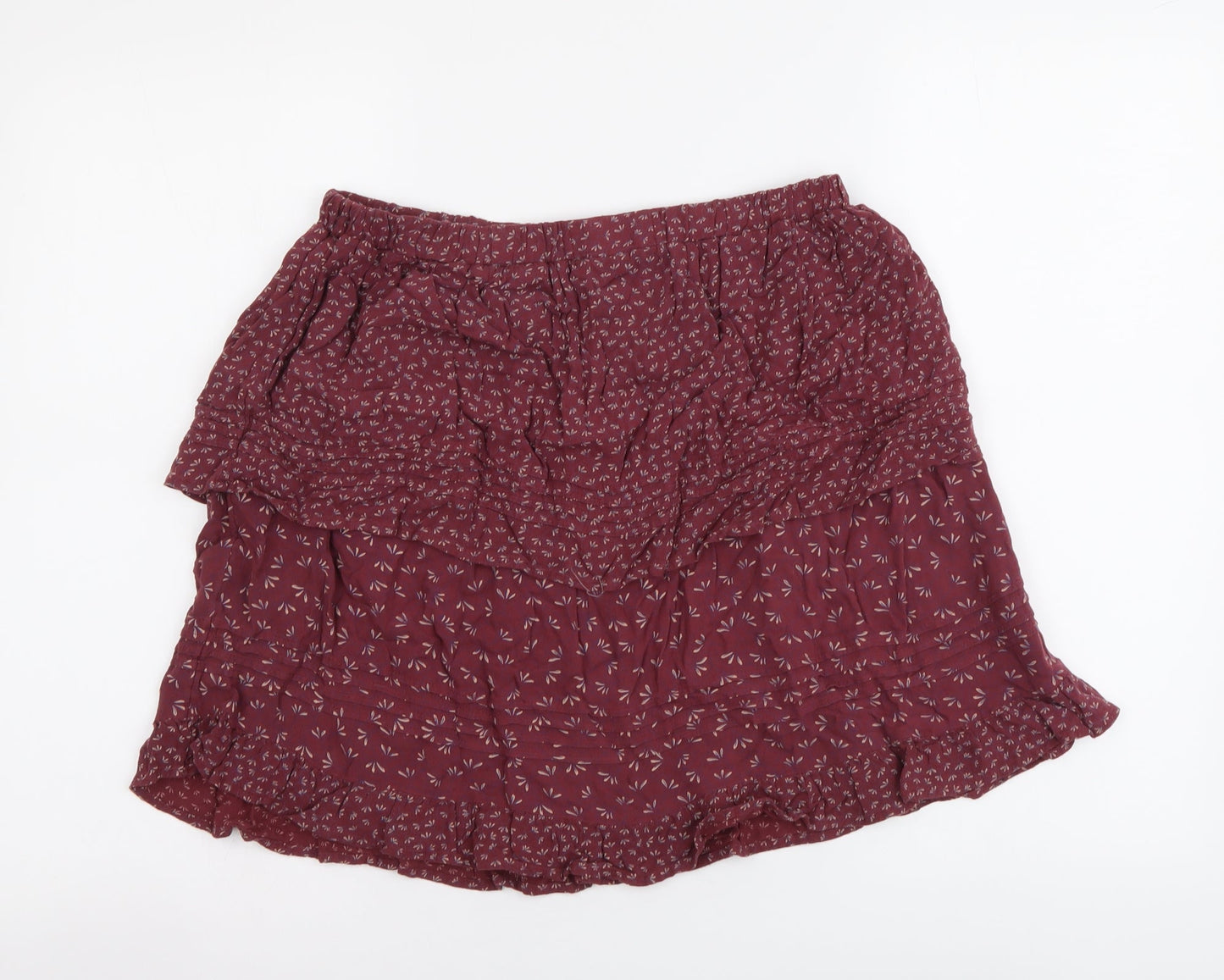 NEXT Womens Red Geometric Viscose A-Line Skirt Size 12 Drawstring