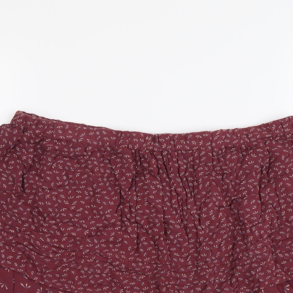 NEXT Womens Red Geometric Viscose A-Line Skirt Size 12 Drawstring