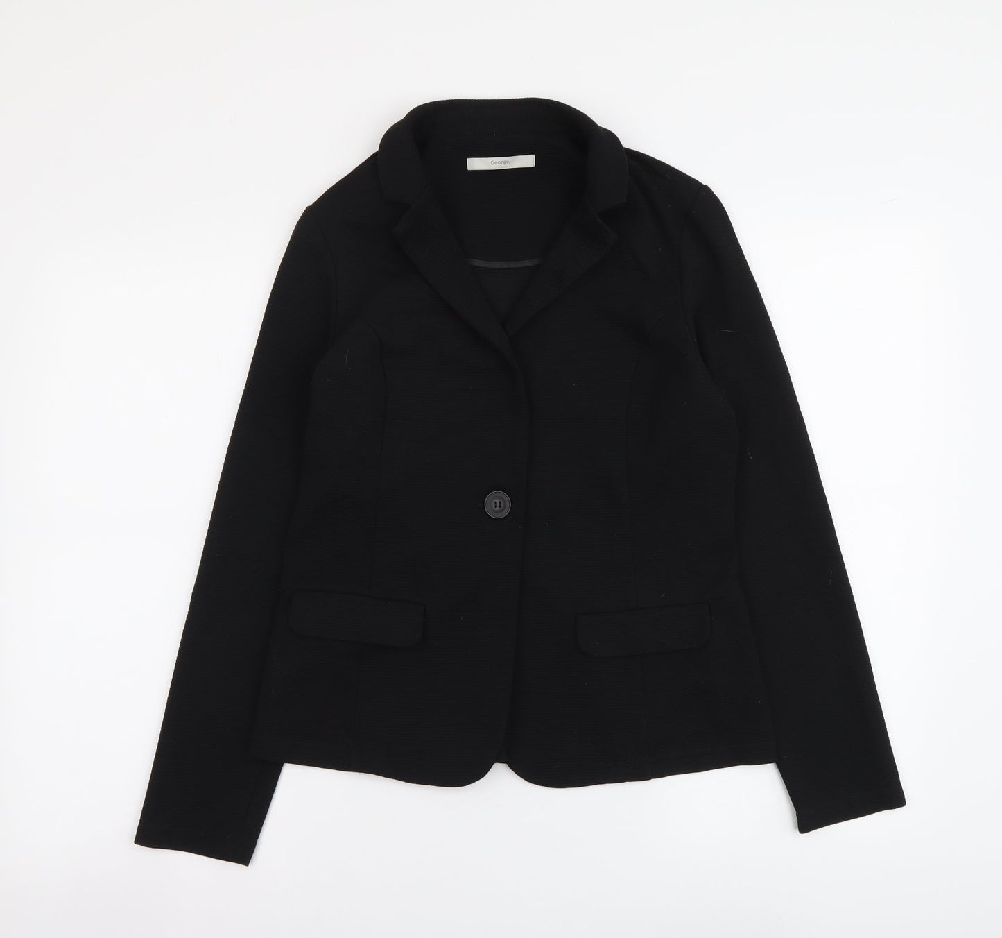 George Womens Black Polyester Jacket Suit Jacket Size 12