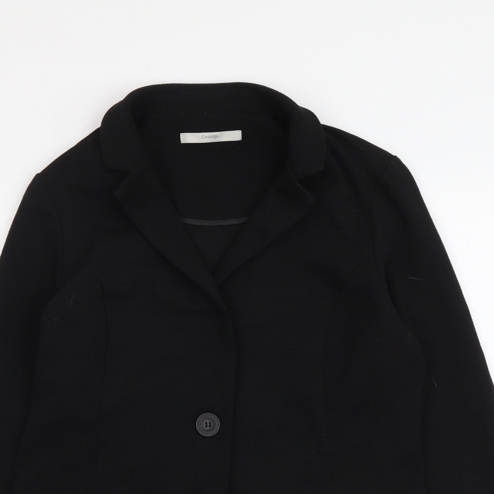 George Womens Black Polyester Jacket Suit Jacket Size 12