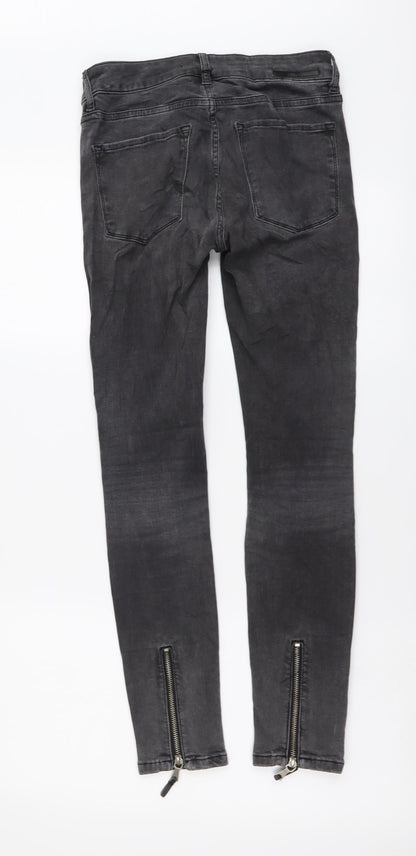 Zara Womens Grey Cotton Skinny Jeans Size S L28 in Regular Button