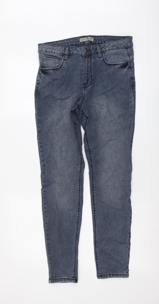 Denim & Co. Womens Blue Cotton Skinny Jeans Size 14 L28 in Regular Button