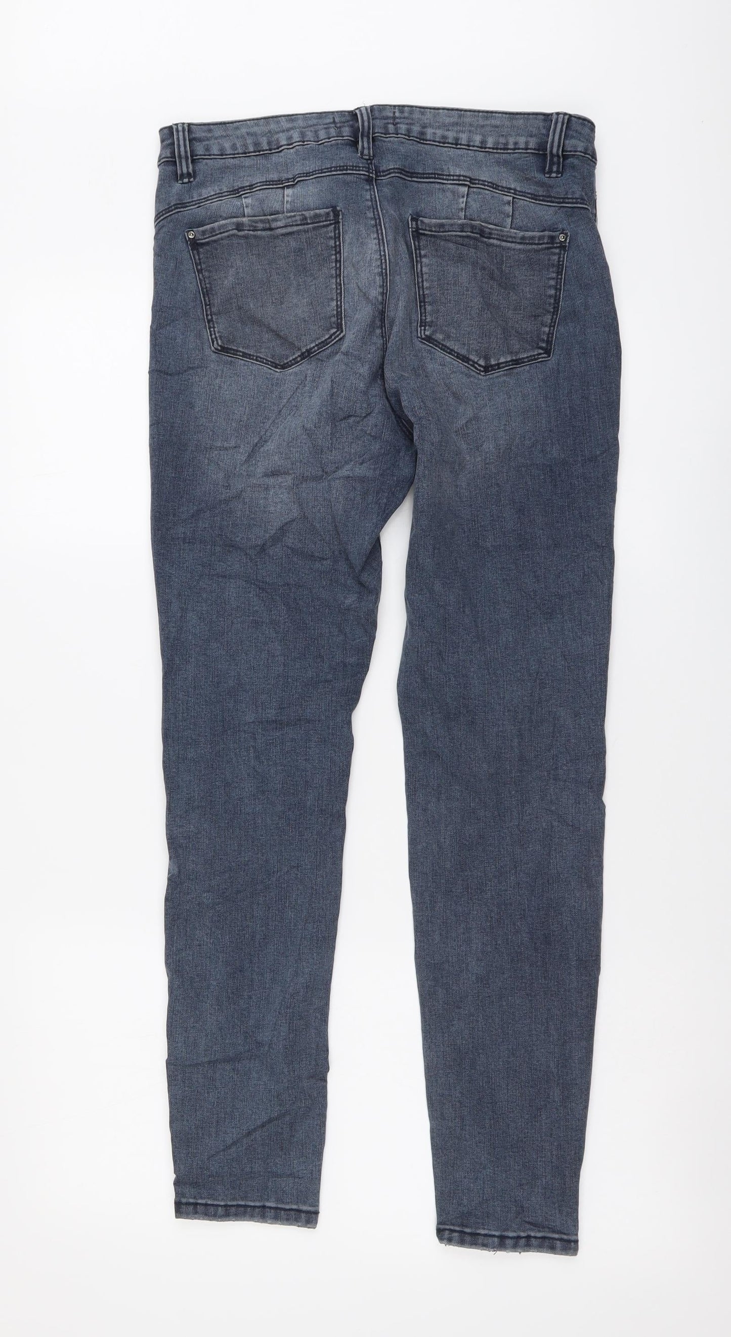 Denim & Co. Womens Blue Cotton Skinny Jeans Size 14 L28 in Regular Button