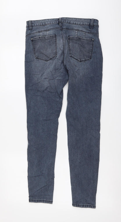 Denim & Co. Womens Blue Cotton Skinny Jeans Size 14 L28 in Regular Button