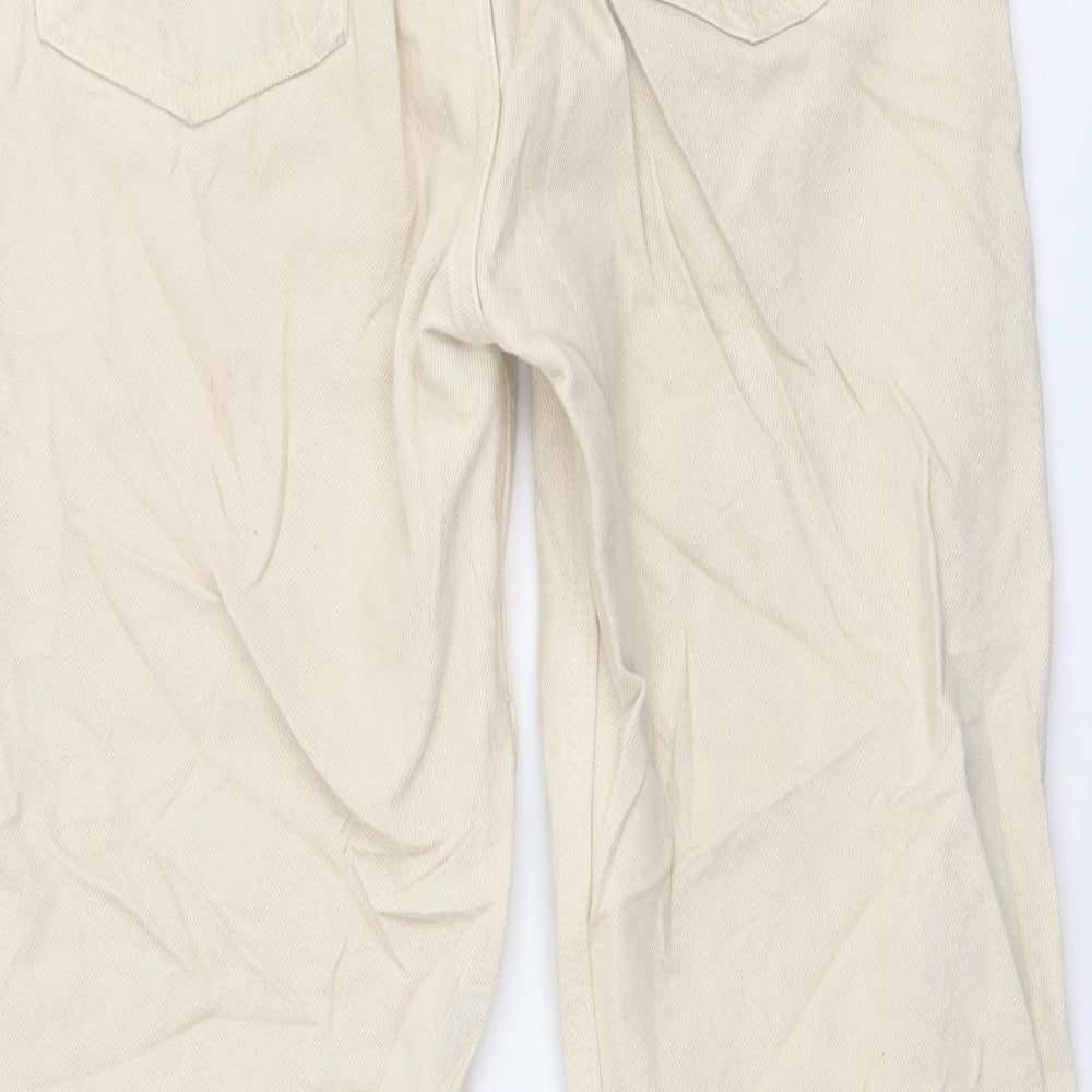 Zara Womens Beige Cotton Mom Jeans Size S L26 in Regular Button