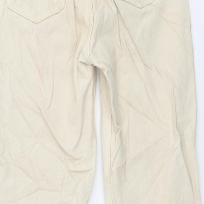 Zara Womens Beige Cotton Mom Jeans Size S L26 in Regular Button