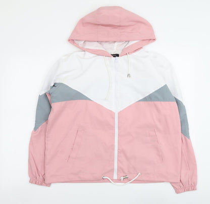 RISING Womens Pink Windbreaker Jacket Size S Zip - Colourblock