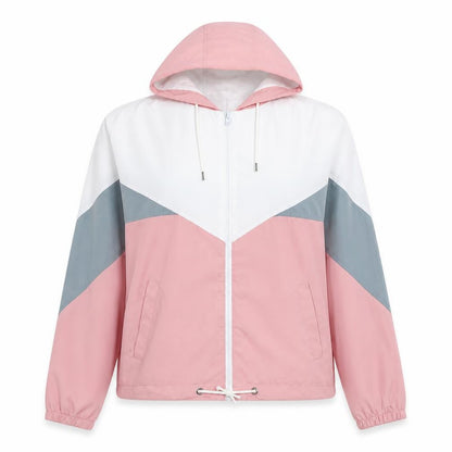 RISING Womens Pink Windbreaker Jacket Size S Zip - Colourblock