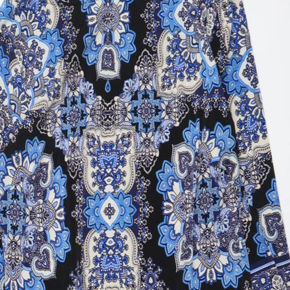 Atmosphere Womens Blue Geometric Polyester Mini Size 8 Boat Neck Pullover