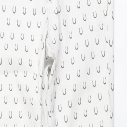 Great Plains Womens White Geometric Cotton Skinny Jeans Size 12 L29 in Regular Button