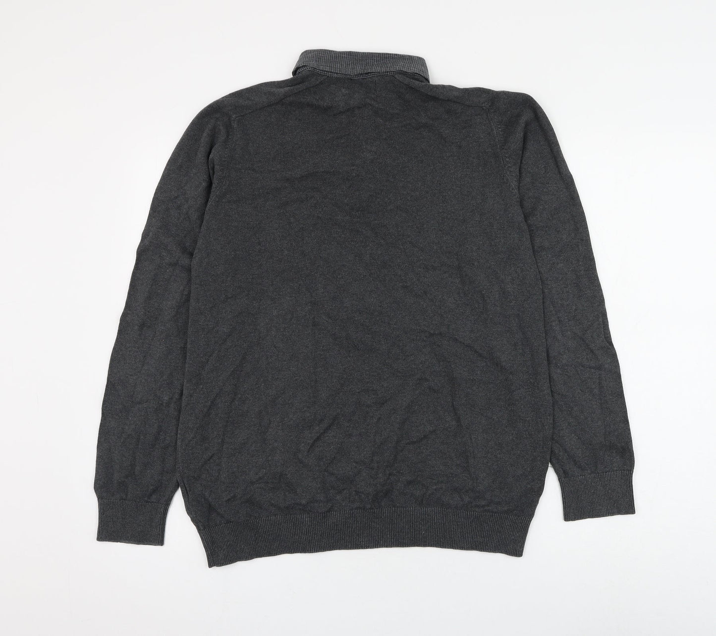 Matalan Mens Grey Collared Cotton Pullover Jumper Size M