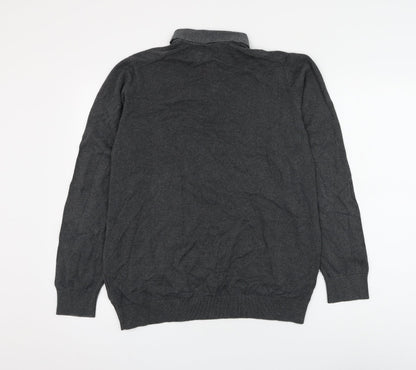 Matalan Mens Grey Collared Cotton Pullover Jumper Size M