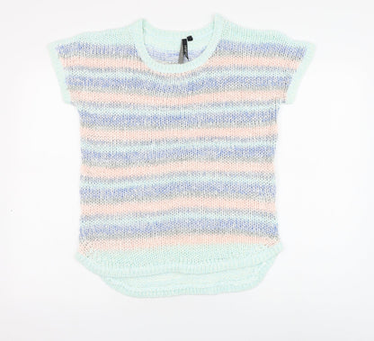 Intuition Womens Multicoloured Round Neck Striped Acrylic Pullover Jumper Size 12
