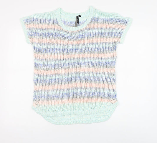 Intuition Womens Multicoloured Round Neck Striped Acrylic Pullover Jumper Size 12