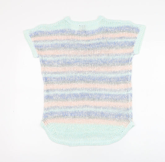 Intuition Womens Multicoloured Round Neck Striped Acrylic Pullover Jumper Size 12