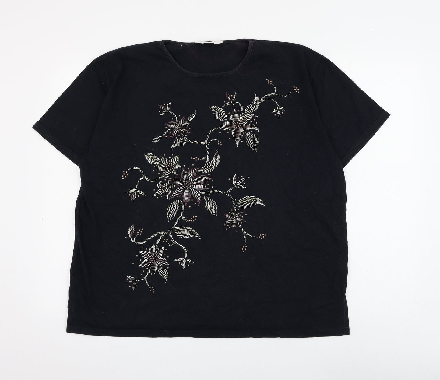 Womens UK Size S ELVI Black Basic T-Shirt