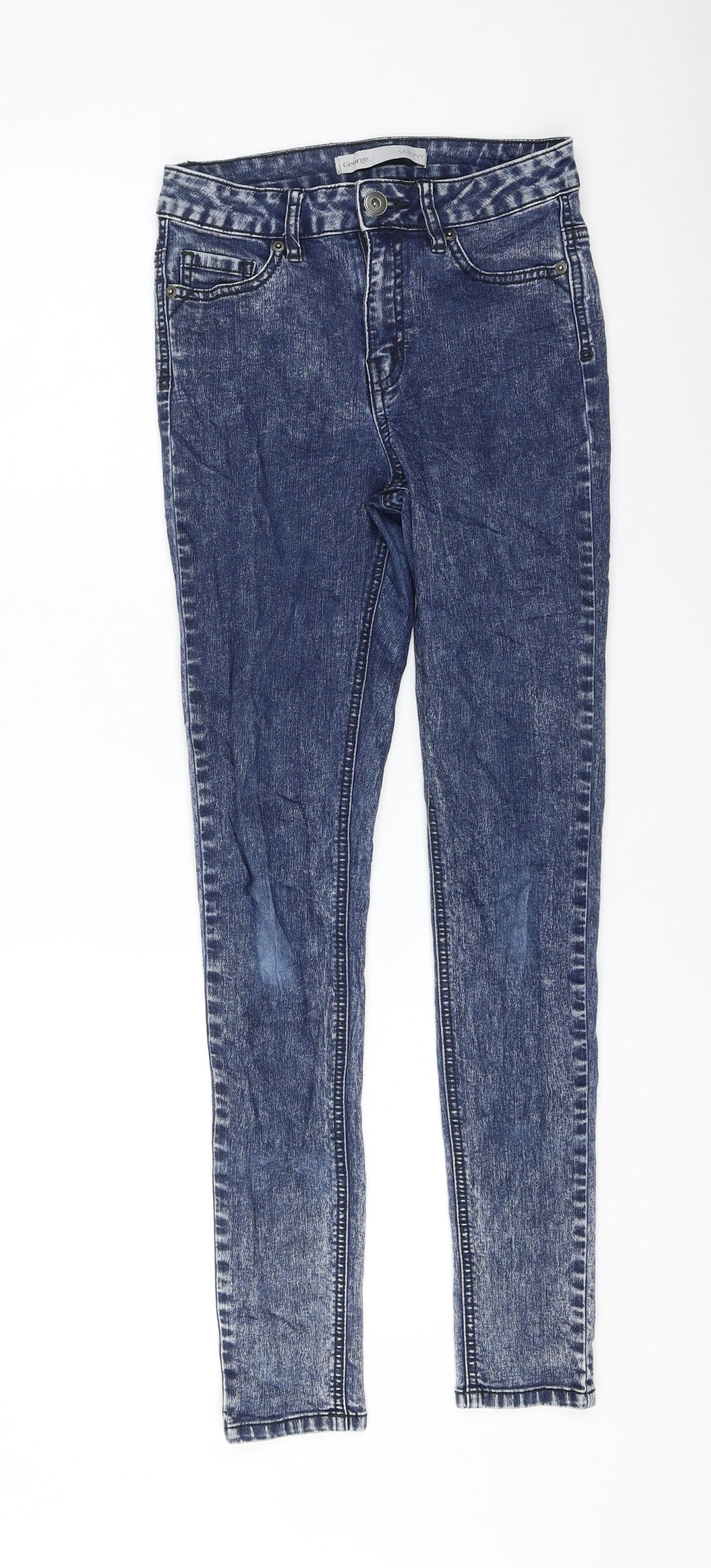 George Womens Blue Cotton Skinny Jeans Size 8 L28 in Regular Zip