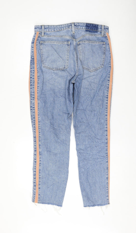 River Island Womens Blue Cotton Straight Jeans Size 10 L27 in Regular Zip