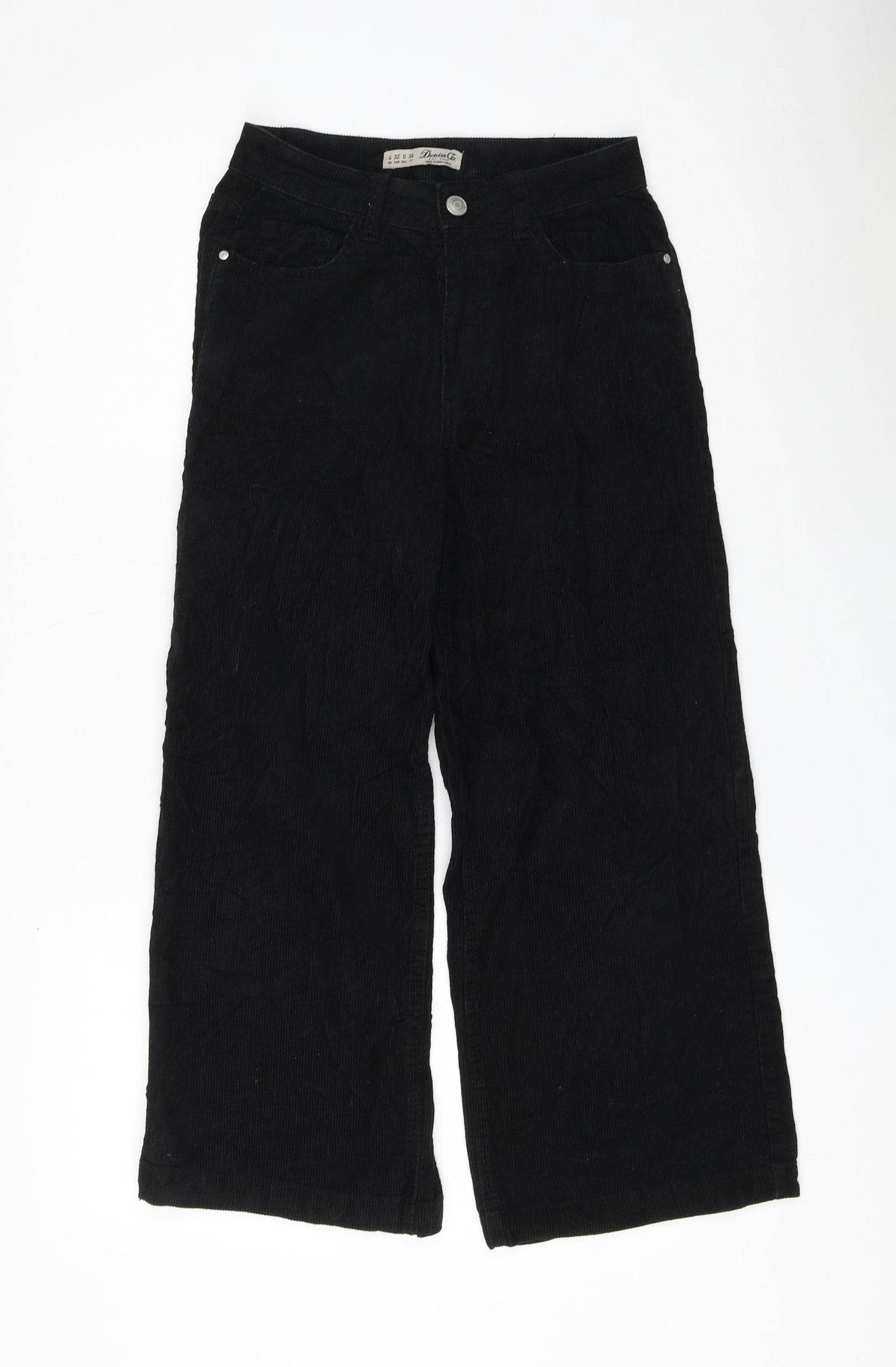 Primark Womens Black Cotton Trousers Size 4 L23 in Regular Zip