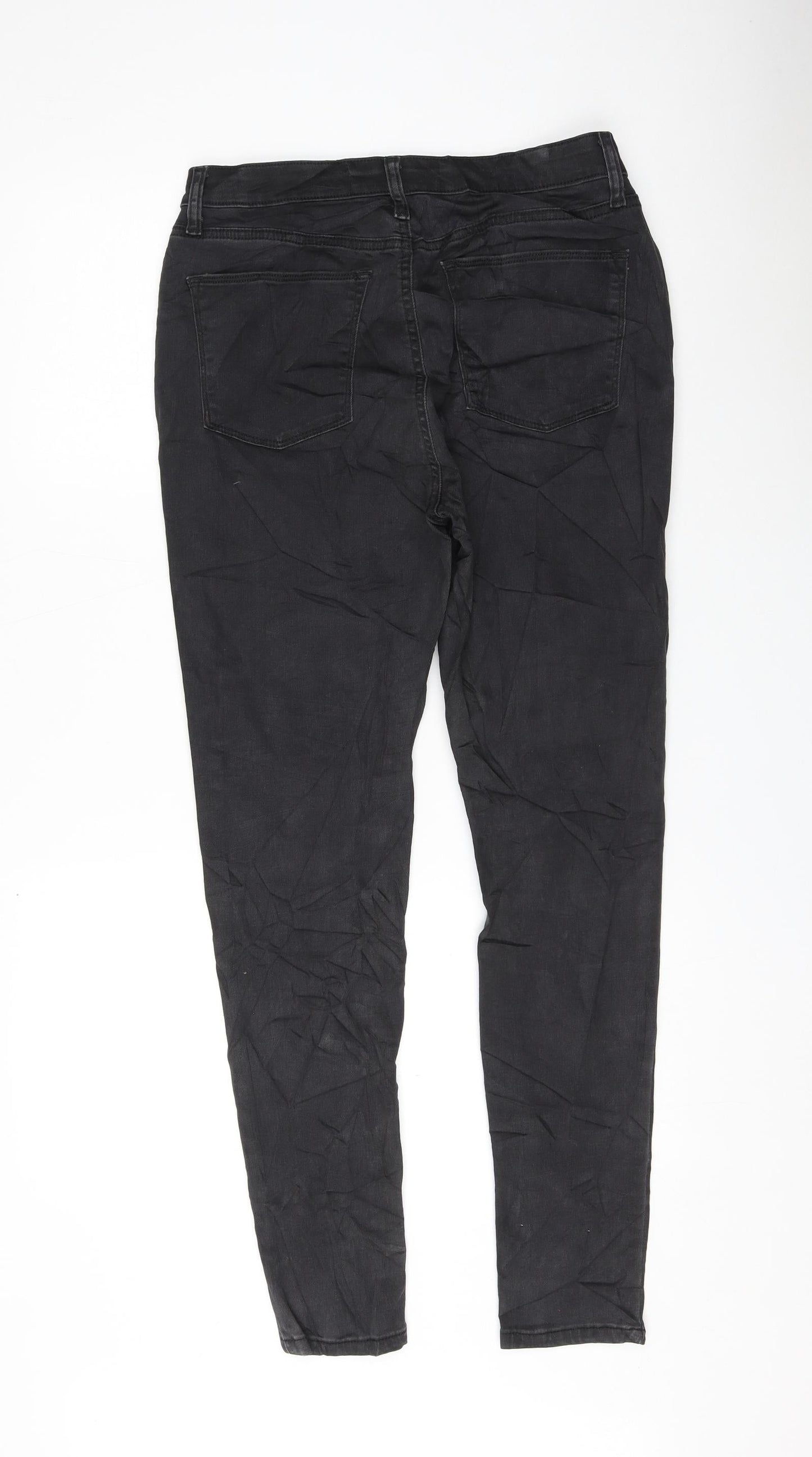 Very Womens Black Cotton Skinny Jeans Size 12 L29 in Regular Zip