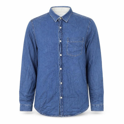 Mens UK Size S Loom Denim Blue  Button-Up Long Sleeve Casual Shirt