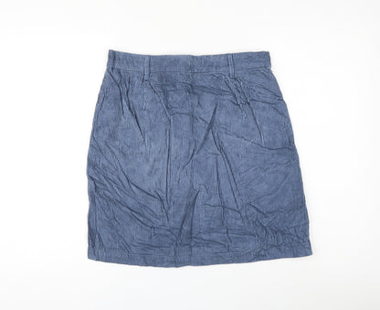TU Womens Blue Cotton A-Line Skirt Size 10 Zip