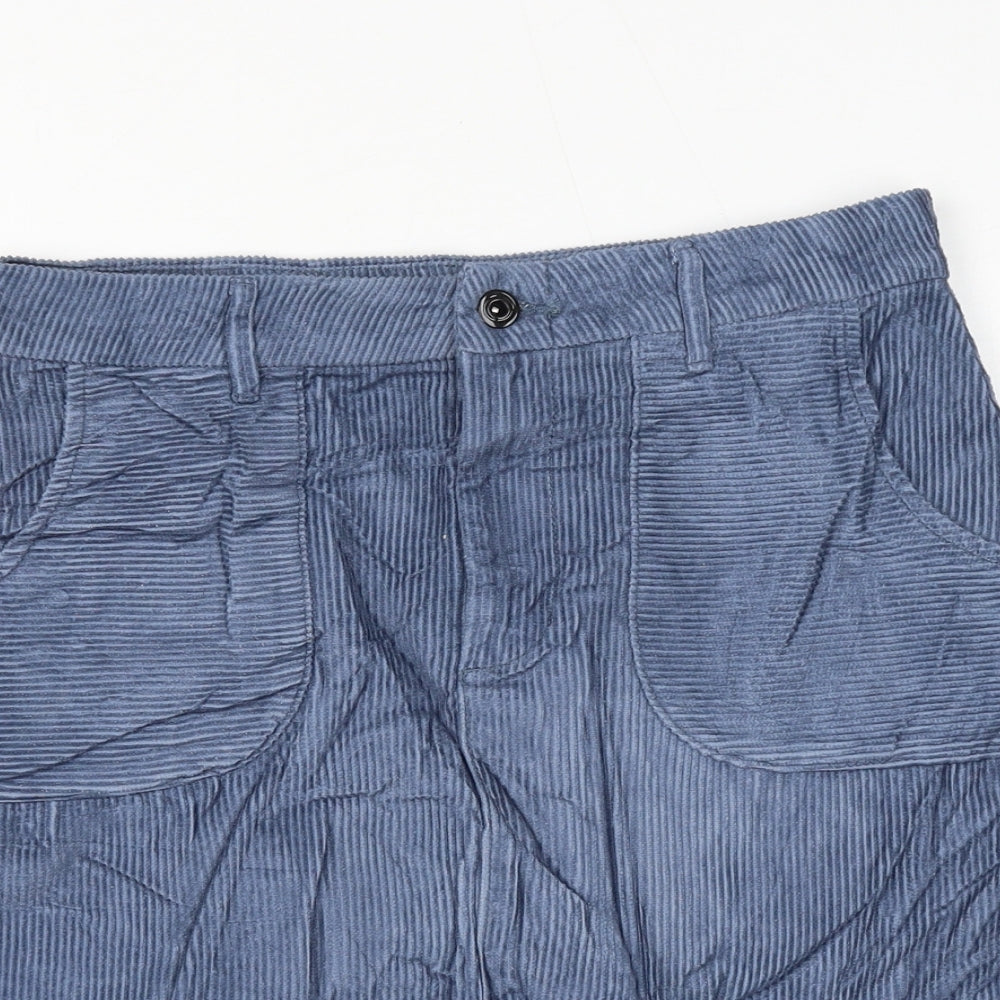 TU Womens Blue Cotton A-Line Skirt Size 10 Zip