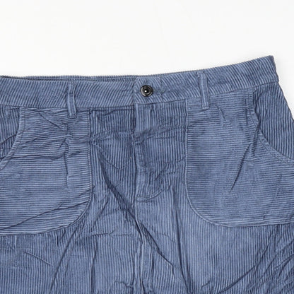 TU Womens Blue Cotton A-Line Skirt Size 10 Zip
