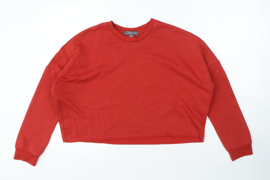 Primark Womens Red Crew Neck Polyester Pullover Jumper Size 2XS - Cropped
