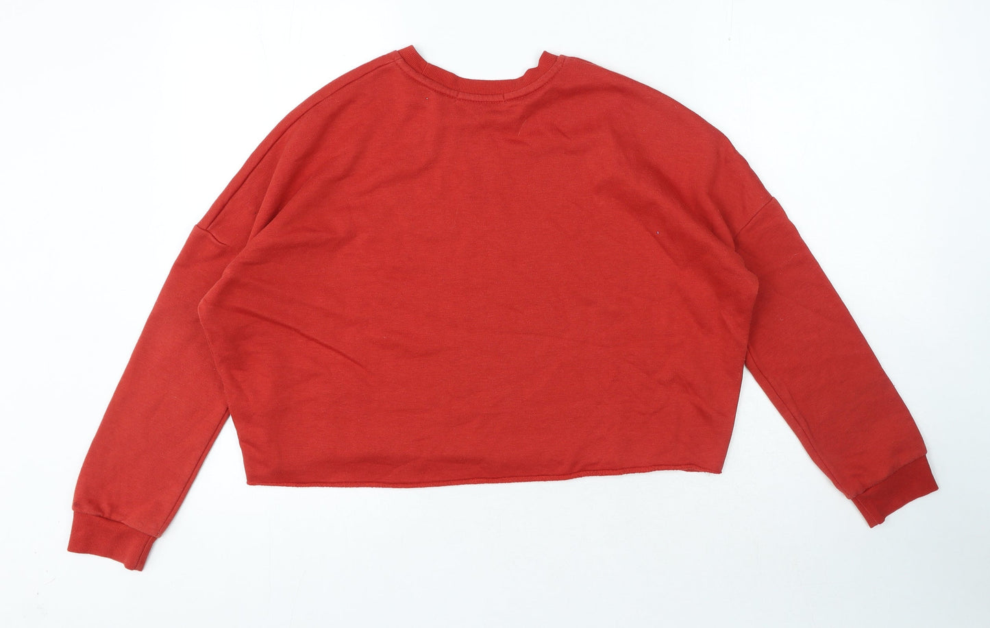 Primark Womens Red Crew Neck Polyester Pullover Jumper Size 2XS - Cropped