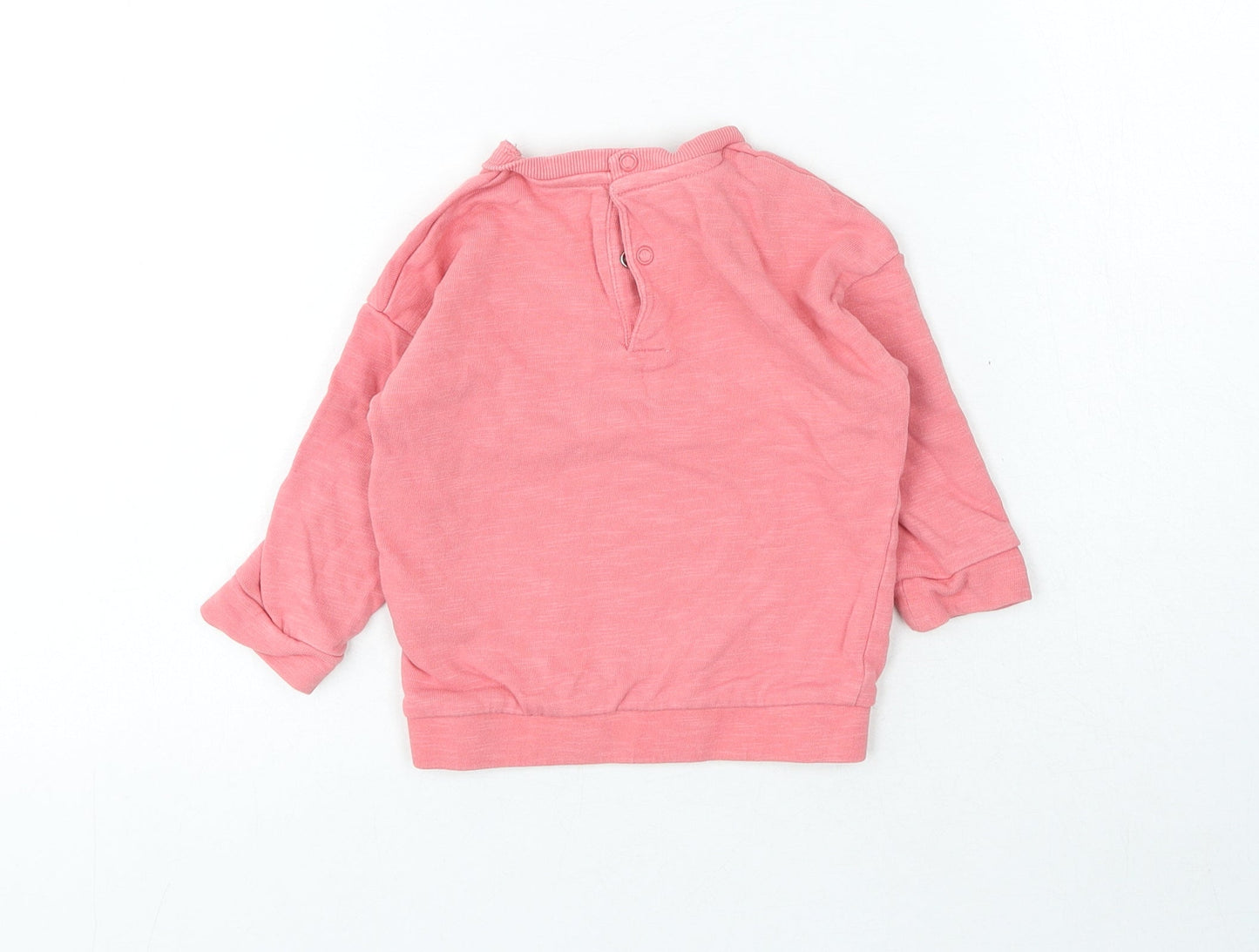 Marks and Spencer Girls Pink Cotton Pullover Jumper Size 6-9 Months Snap - Summer Snoopy