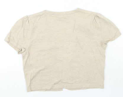 George Womens Beige V-Neck Cotton Cardigan Jumper Size 10