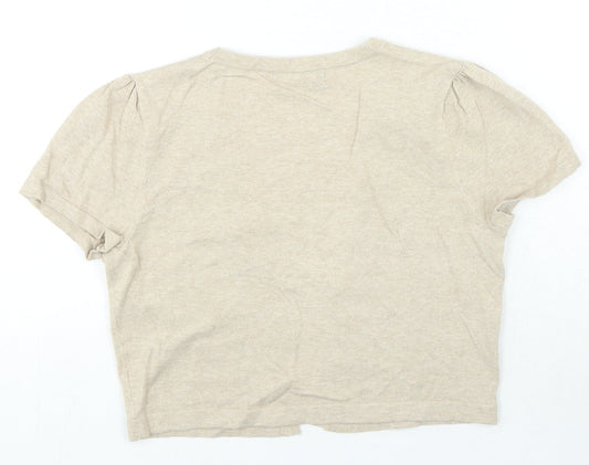 George Womens Beige V-Neck Cotton Cardigan Jumper Size 10