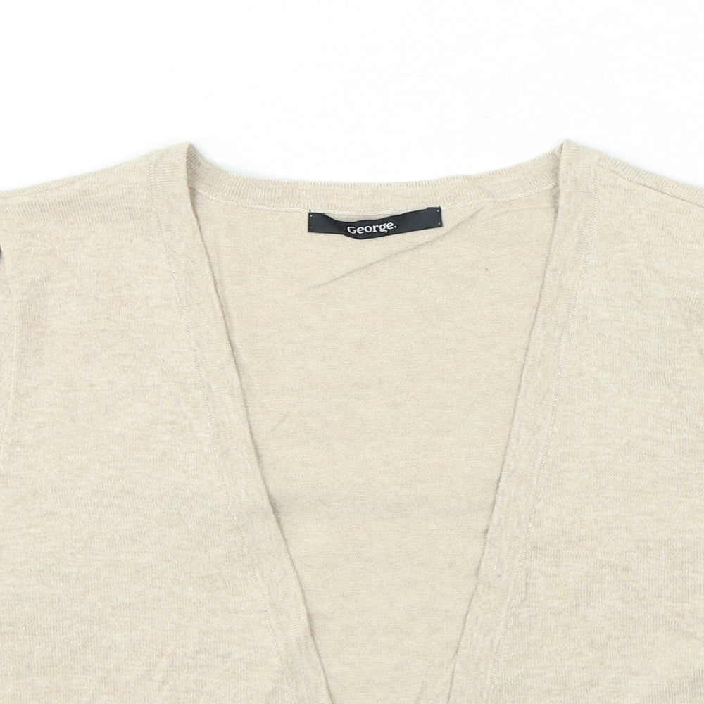 George Womens Beige V-Neck Cotton Cardigan Jumper Size 10