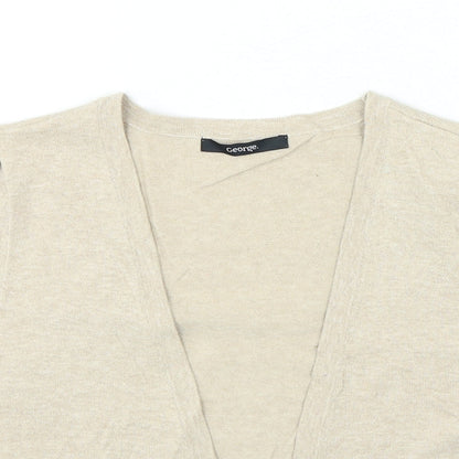 George Womens Beige V-Neck Cotton Cardigan Jumper Size 10