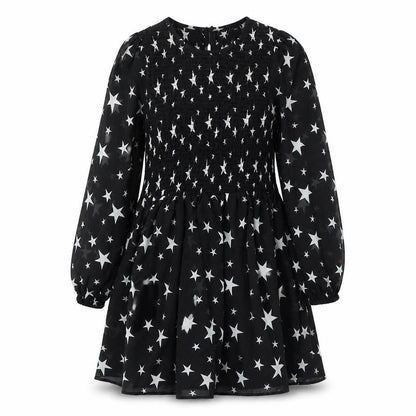 ASOS Womens Black Geometric Polyester A-Line Size 8 Round Neck Zip - Star Print