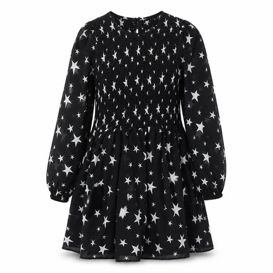 ASOS Womens Black Geometric Polyester A-Line Size 8 Round Neck Zip - Star Print
