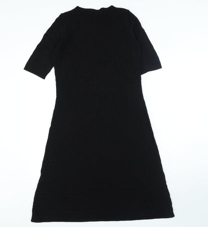 Per Una Womens Black Viscose A-Line Size 10 Round Neck Pullover