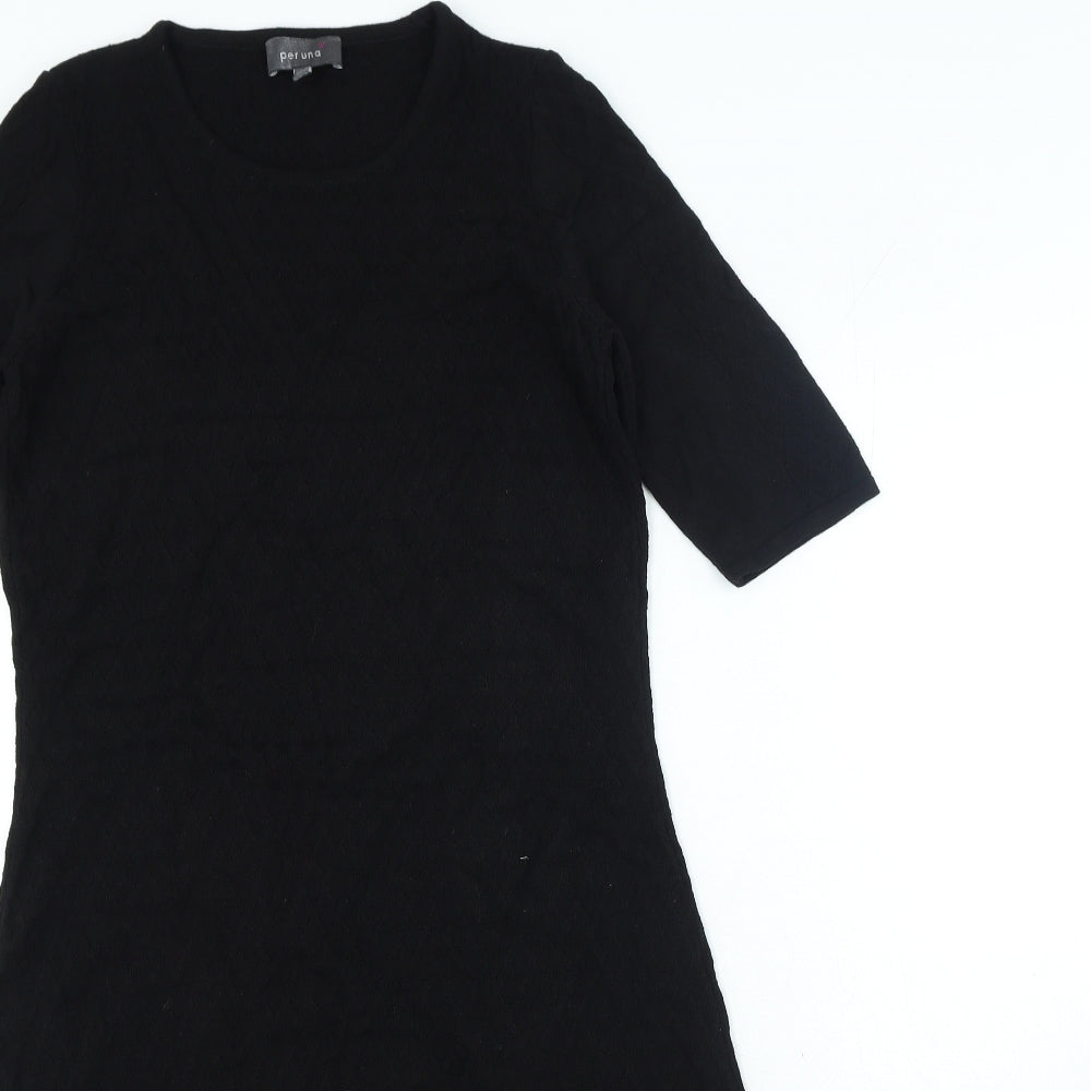 Per Una Womens Black Viscose A-Line Size 10 Round Neck Pullover