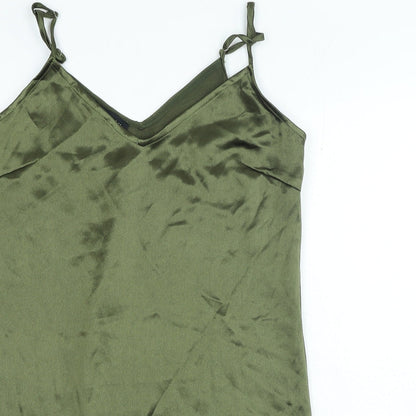 Parisian Womens Green Polyester Tank Dress Size 14 V-Neck Pullover