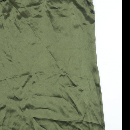Parisian Womens Green Polyester Tank Dress Size 14 V-Neck Pullover