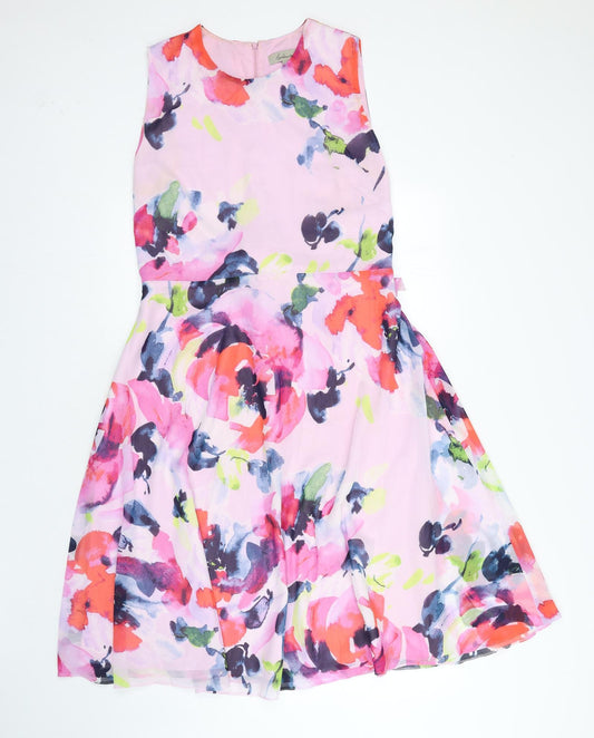 JD Williams Womens Multicoloured Geometric Polyester A-Line Round Neck Zip