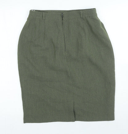 Gerry Weber Womens Green Polyester Straight & Pencil Skirt Size 14 Zip