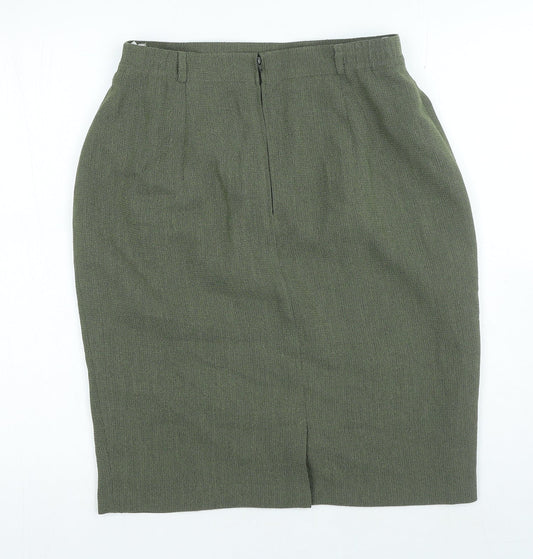 Gerry Weber Womens Green Polyester Straight & Pencil Skirt Size 14 Zip