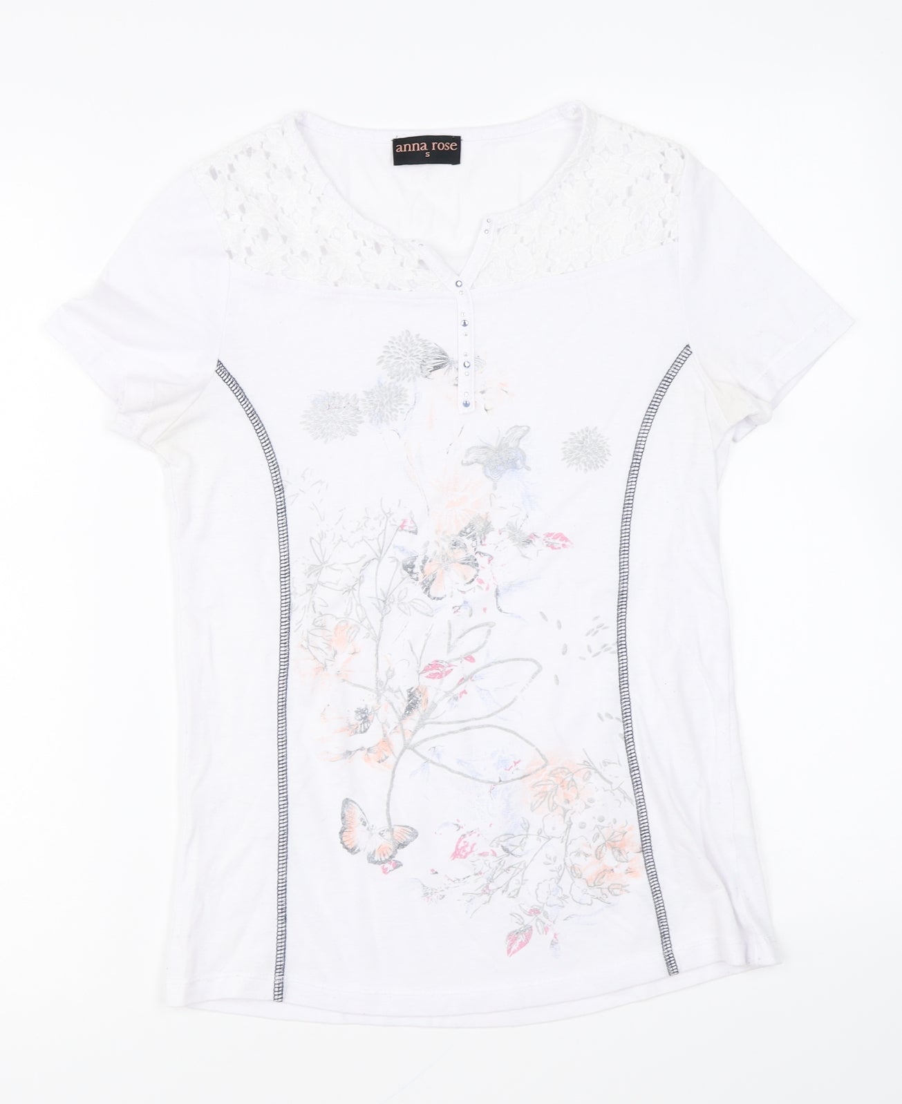 Womens UK Size S Anna Rose White Basic T-Shirt