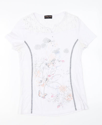 Womens UK Size S Anna Rose White Basic T-Shirt