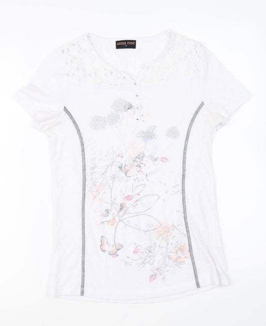 Womens UK Size S Anna Rose White Basic T-Shirt