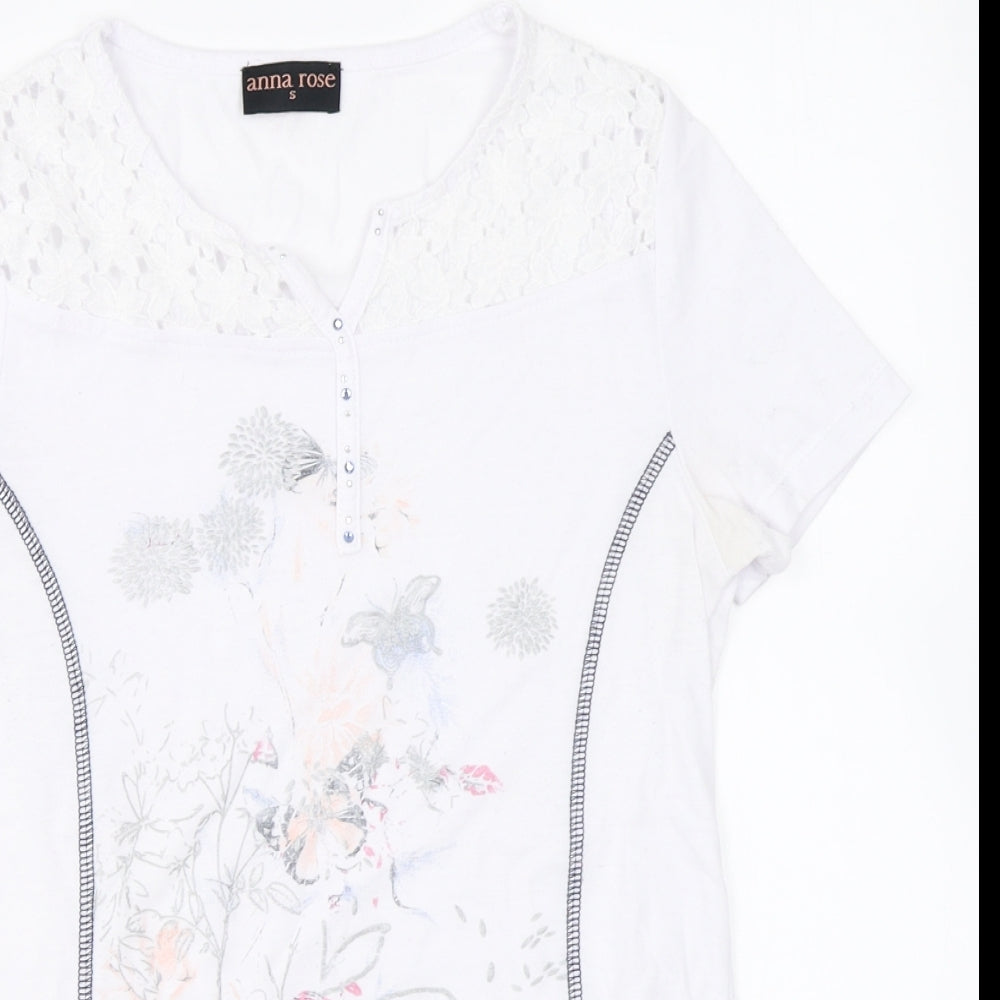 Womens UK Size S Anna Rose White Basic T-Shirt