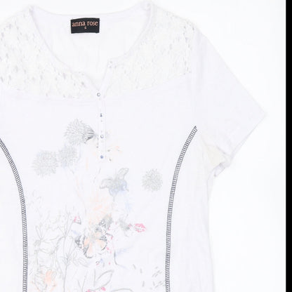 Womens UK Size S Anna Rose White Basic T-Shirt