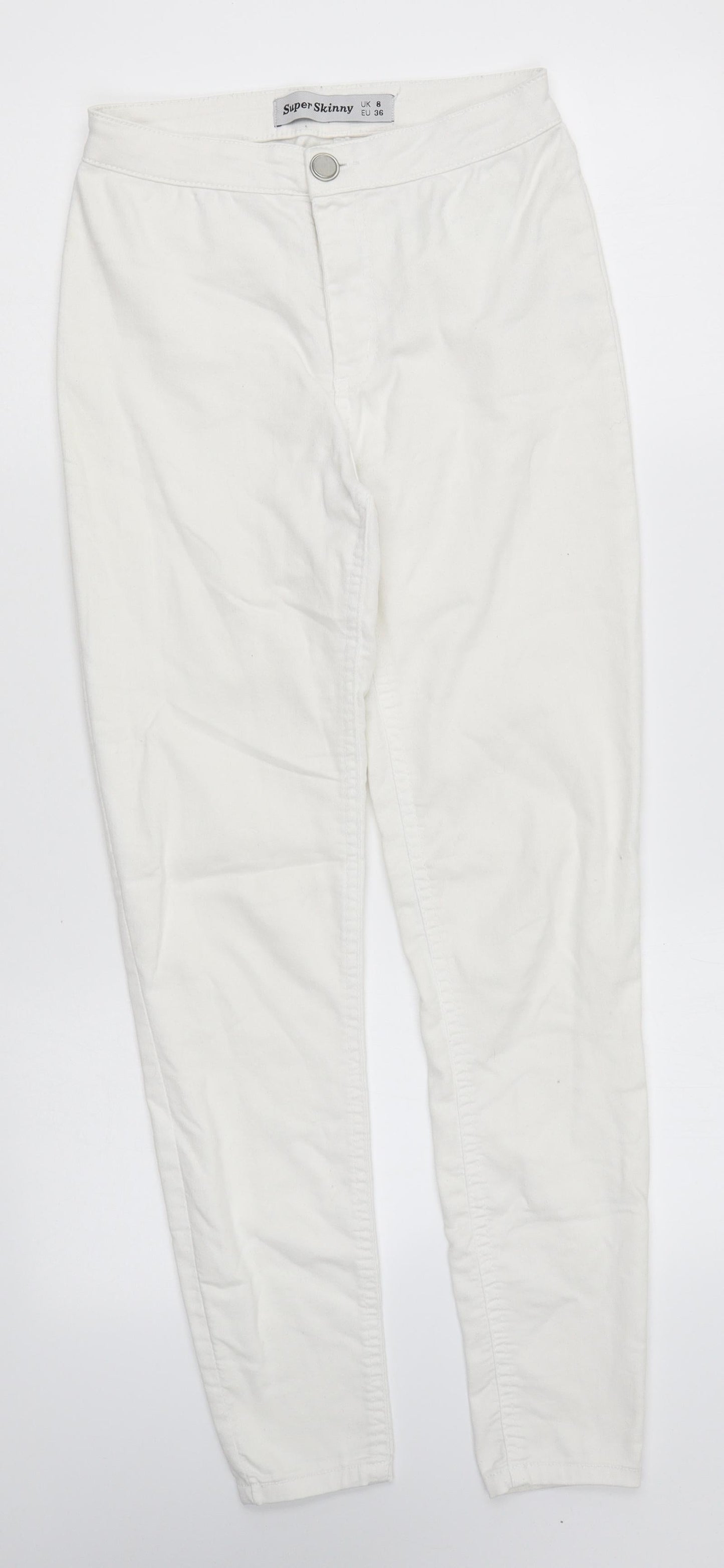 New Look Womens White Cotton Skinny Jeans Size 8 L25 in Regular Zip - Super Skinny